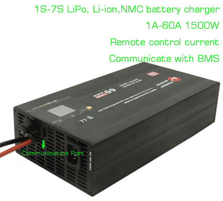 29.4V 7S شاحن بطارية LiPo NCM للبطاريات الليثيومية 1A إلى 60A قابل للتعديل